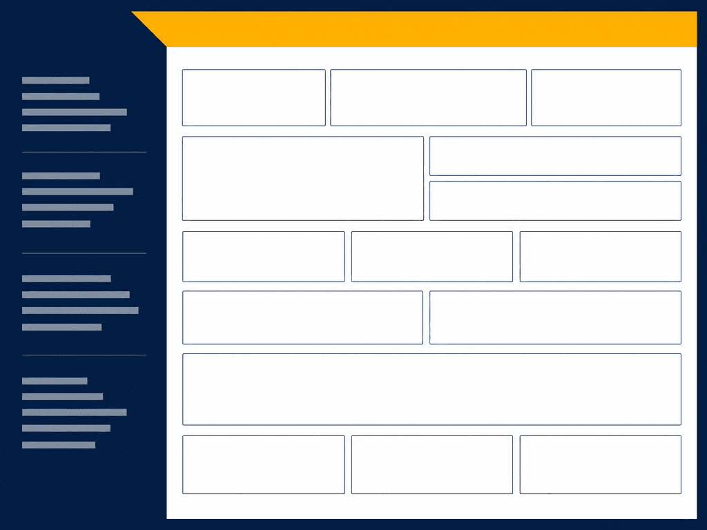 Structured declaration document layout with a grid of empty field boxes and an amber status strip